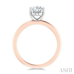 1/20 ctw Oval Shape Round Cut Diamond Semi Mount Engagement Ring in 14K Rose and White Gold
