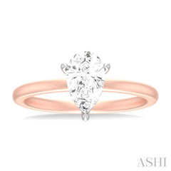 1/20 ctw Pear Shape Round Cut Diamond Semi Mount Engagement Ring in 14K Rose and White Gold