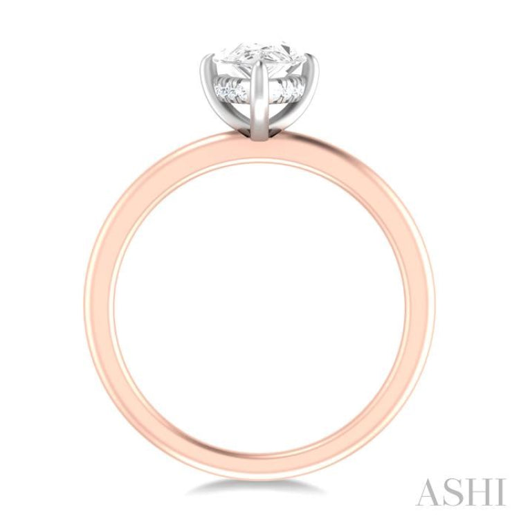 1/20 ctw Pear Shape Round Cut Diamond Semi Mount Engagement Ring in 14K Rose and White Gold