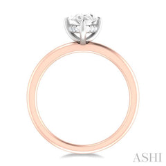 1/20 ctw Pear Shape Round Cut Diamond Semi Mount Engagement Ring in 14K Rose and White Gold