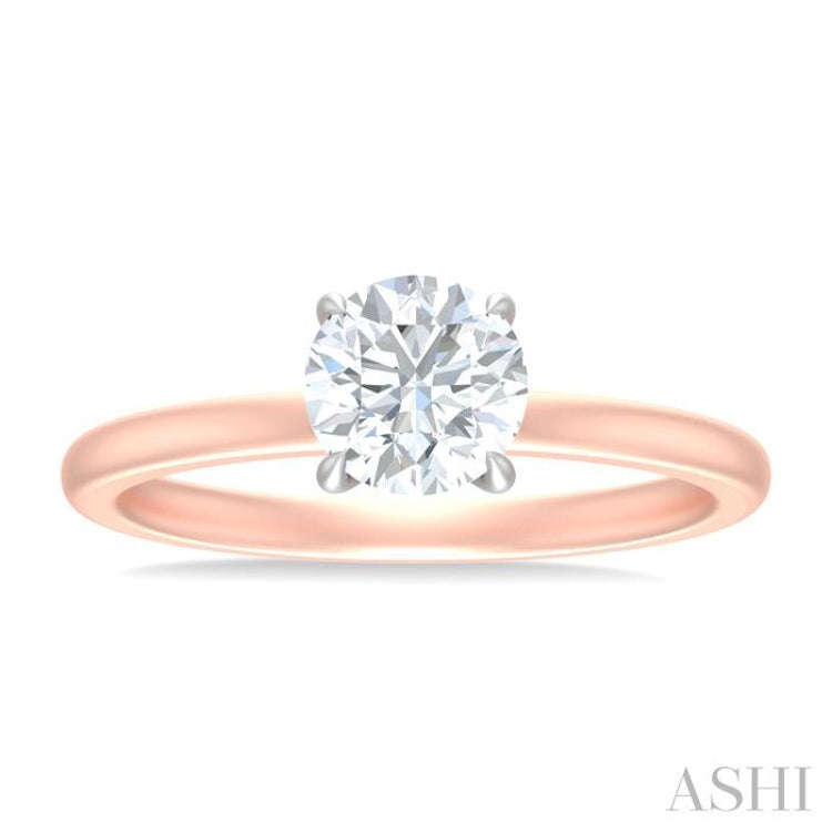 1/20 ctw Circular Shape Round Cut Diamond Semi Mount Engagement Ring in 14K Rose and White Gold