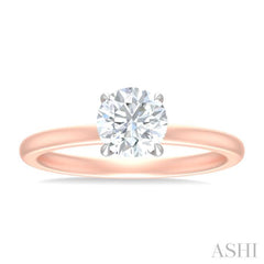 1/20 ctw Circular Shape Round Cut Diamond Semi Mount Engagement Ring in 14K Rose and White Gold