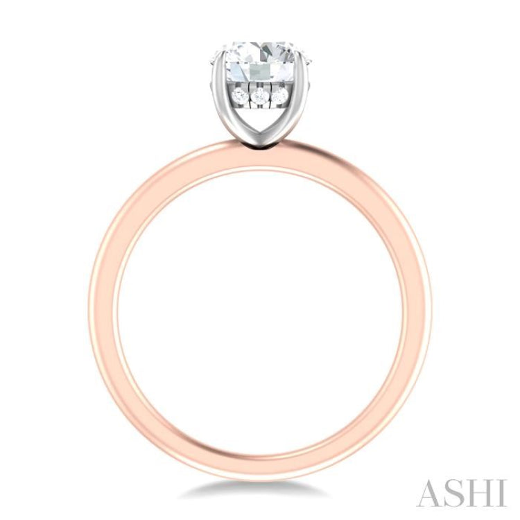 1/20 ctw Circular Shape Round Cut Diamond Semi Mount Engagement Ring in 14K Rose and White Gold