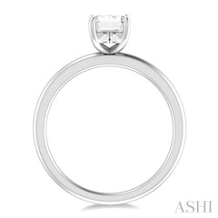 1/20 ctw Emerald Shape Round Cut Diamond Semi Mount Engagement Ring in 14K White Gold