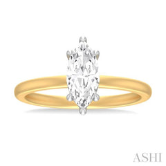 1/20 ctw Marquise Shape Round Cut Diamond Semi Mount Engagement Ring in 14K Yellow and White Gold