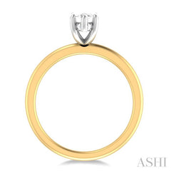 1/20 ctw Marquise Shape Round Cut Diamond Semi Mount Engagement Ring in 14K Yellow and White Gold