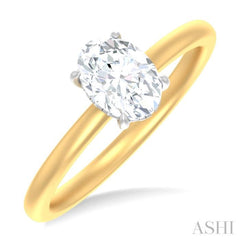 1/20 ctw Oval Shape Round Cut Diamond Semi Mount Engagement Ring in 14K Yellow and White Gold