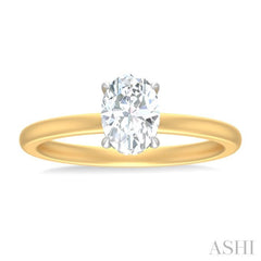 1/20 ctw Oval Shape Round Cut Diamond Semi Mount Engagement Ring in 14K Yellow and White Gold
