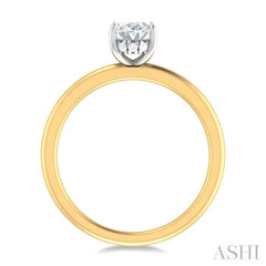 1/20 ctw Oval Shape Round Cut Diamond Semi Mount Engagement Ring in 14K Yellow and White Gold