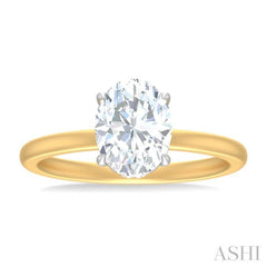 1/20 ctw Oval Shape Round Cut Diamond Semi Mount Engagement Ring in 14K Yellow and White Gold