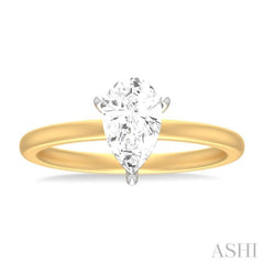 1/20 ctw Pear Shape Round Cut Diamond Semi Mount Engagement Ring in 14K Yellow and White Gold