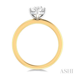 1/20 ctw Pear Shape Round Cut Diamond Semi Mount Engagement Ring in 14K Yellow and White Gold