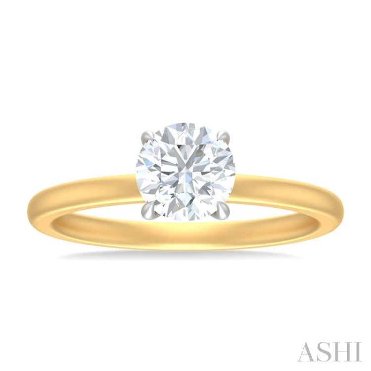 1/20 ctw Circular Shape Round Cut Diamond Semi Mount Engagement Ring in 14K Yellow and White Gold