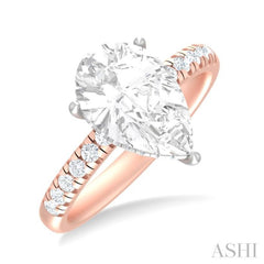 1/3 ctw Pear Shape Round Cut Diamond Semi Mount Engagement Ring in 14K Rose and White Gold