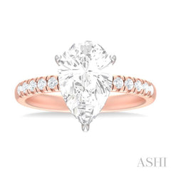 1/3 ctw Pear Shape Round Cut Diamond Semi Mount Engagement Ring in 14K Rose and White Gold