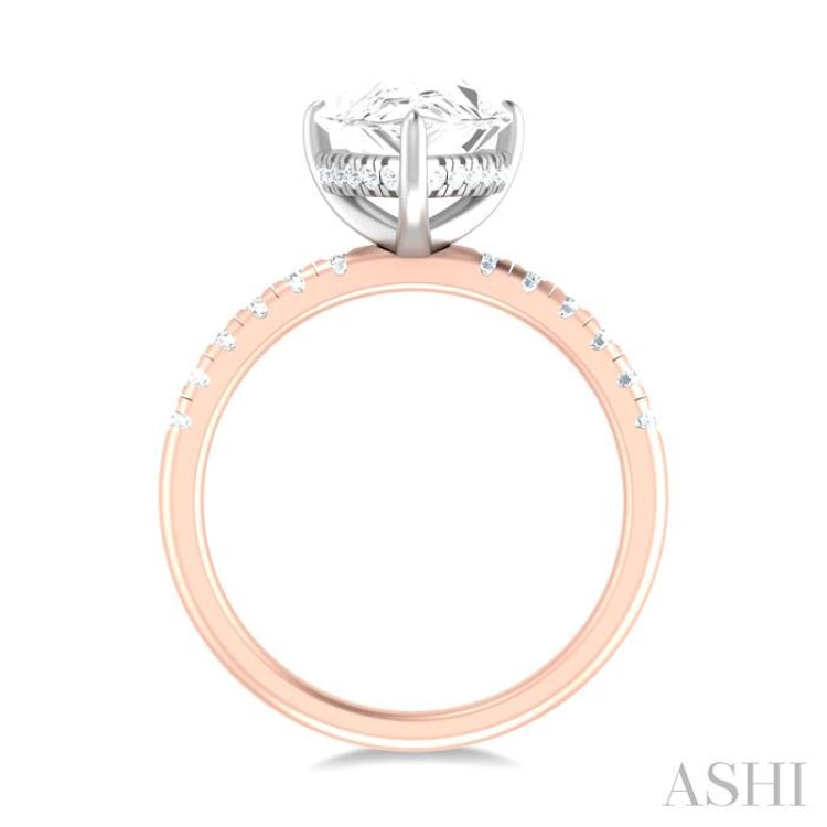 1/3 ctw Pear Shape Round Cut Diamond Semi Mount Engagement Ring in 14K Rose and White Gold