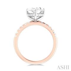 1/3 ctw Pear Shape Round Cut Diamond Semi Mount Engagement Ring in 14K Rose and White Gold
