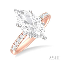 1/3 ctw Marquise Shape Round Cut Diamond Semi Mount Engagement Ring in 14K Rose and White Gold