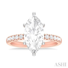 1/3 ctw Marquise Shape Round Cut Diamond Semi Mount Engagement Ring in 14K Rose and White Gold