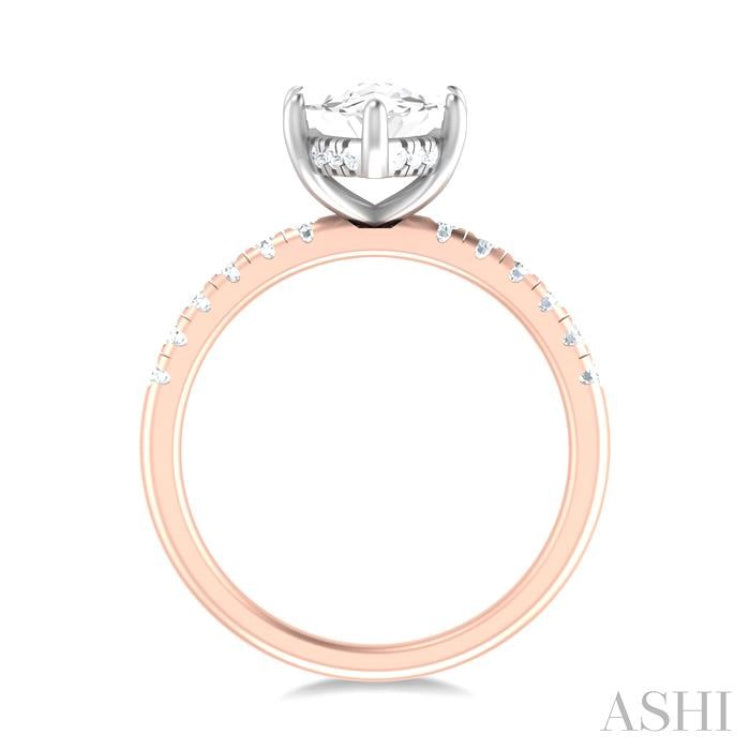 1/3 ctw Marquise Shape Round Cut Diamond Semi Mount Engagement Ring in 14K Rose and White Gold