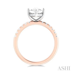 1/3 ctw Marquise Shape Round Cut Diamond Semi Mount Engagement Ring in 14K Rose and White Gold