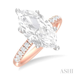1/3 ctw Marquise Shape Round Cut Diamond Semi Mount Engagement Ring in 14K Rose and White Gold