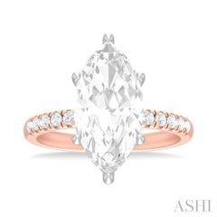 1/3 ctw Marquise Shape Round Cut Diamond Semi Mount Engagement Ring in 14K Rose and White Gold
