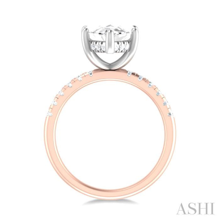1/3 ctw Marquise Shape Round Cut Diamond Semi Mount Engagement Ring in 14K Rose and White Gold