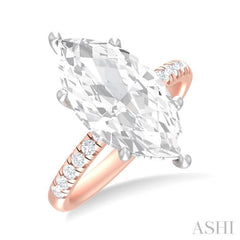 1/3 ctw Marquise Shape Round Cut Diamond Semi Mount Engagement Ring in 14K Rose and White Gold