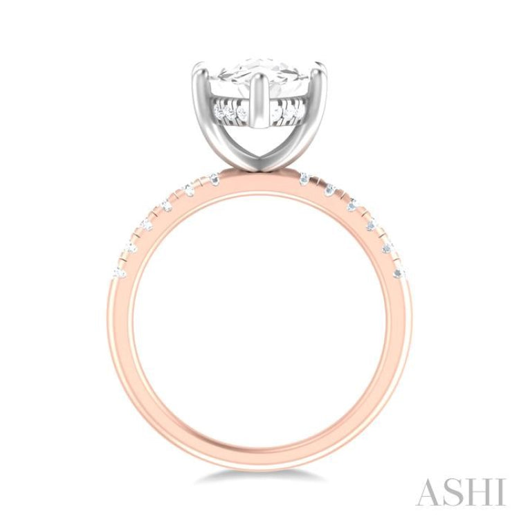 1/3 ctw Marquise Shape Round Cut Diamond Semi Mount Engagement Ring in 14K Rose and White Gold
