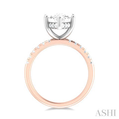 1/3 ctw Marquise Shape Round Cut Diamond Semi Mount Engagement Ring in 14K Rose and White Gold