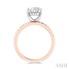 1/3 ctw Oval Shape Round Cut Diamond Semi Mount Engagement Ring in 14K Rose and White Gold