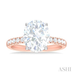 1/3 ctw Oval Shape Round Cut Diamond Semi Mount Engagement Ring in 14K Rose and White Gold