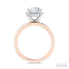 1/3 ctw Oval Shape Round Cut Diamond Semi Mount Engagement Ring in 14K Rose and White Gold