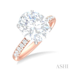 1/3 ctw Oval Shape Round Cut Diamond Semi Mount Engagement Ring in 14K Rose and White Gold