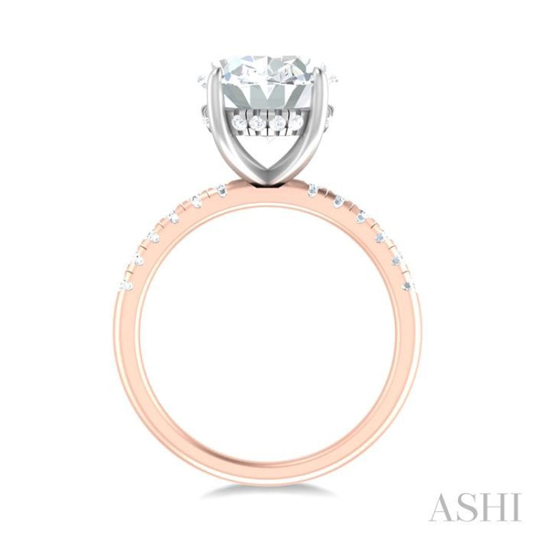 1/3 ctw Oval Shape Round Cut Diamond Semi Mount Engagement Ring in 14K Rose and White Gold