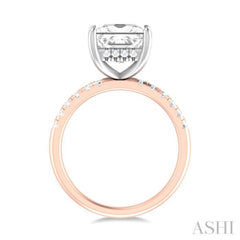 1/3 ctw Princess Shape Round Cut Diamond Semi Mount Engagement Ring in 14K Rose and White Gold