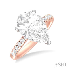 1/3 ctw Pear Shape Round Cut Diamond Semi Mount Engagement Ring in 14K Rose and White Gold