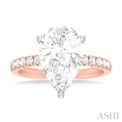 1/3 ctw Pear Shape Round Cut Diamond Semi Mount Engagement Ring in 14K Rose and White Gold