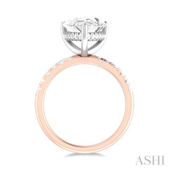 1/3 ctw Pear Shape Round Cut Diamond Semi Mount Engagement Ring in 14K Rose and White Gold