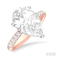 1/3 ctw Pear Shape Round Cut Diamond Semi Mount Engagement Ring in 14K Rose and White Gold