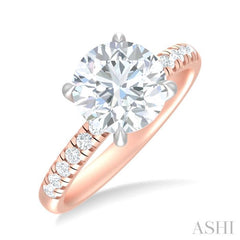1/3 ctw Circular Shape Round Cut Diamond Semi Mount Engagement Ring in 14K Rose and White Gold
