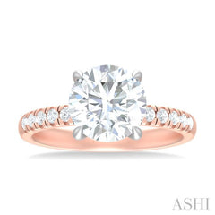 1/3 ctw Circular Shape Round Cut Diamond Semi Mount Engagement Ring in 14K Rose and White Gold