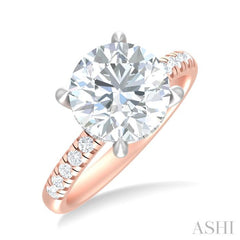 1/3 ctw Circular Shape Round Cut Diamond Semi Mount Engagement Ring in 14K Rose and White Gold