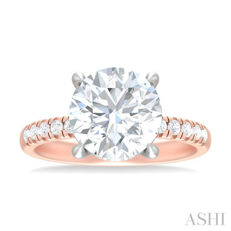 1/3 ctw Circular Shape Round Cut Diamond Semi Mount Engagement Ring in 14K Rose and White Gold