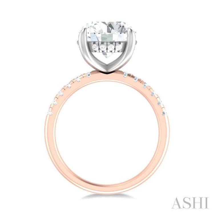 1/3 ctw Circular Shape Round Cut Diamond Semi Mount Engagement Ring in 14K Rose and White Gold