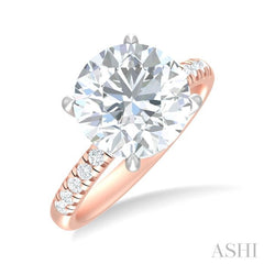 1/3 ctw Circular Shape Round Cut Diamond Semi Mount Engagement Ring in 14K Rose and White Gold