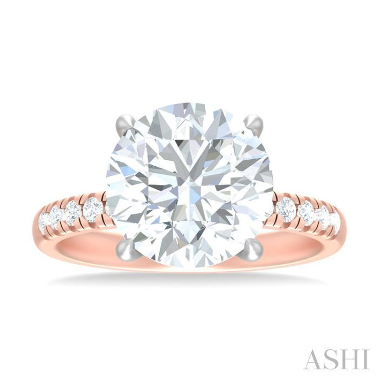 1/3 ctw Circular Shape Round Cut Diamond Semi Mount Engagement Ring in 14K Rose and White Gold