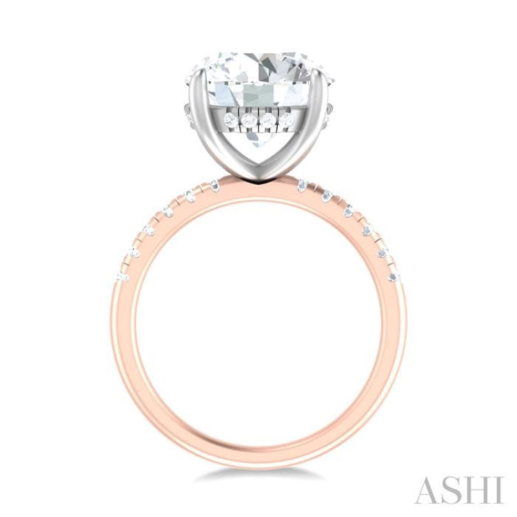1/3 ctw Circular Shape Round Cut Diamond Semi Mount Engagement Ring in 14K Rose and White Gold