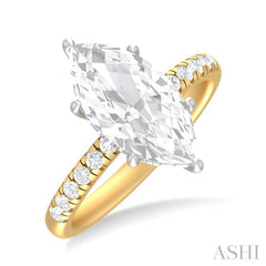 1/3 ctw Marquise Shape Round Cut Diamond Semi Mount Engagement Ring in 14K Yellow and White Gold
